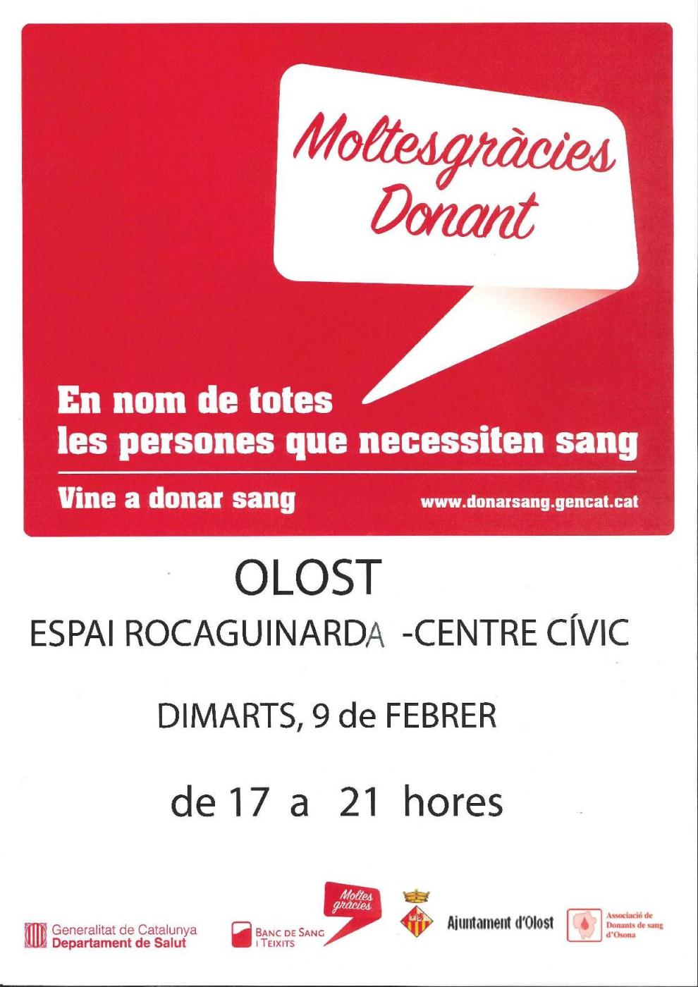 Campanya de donació de sang a Olost